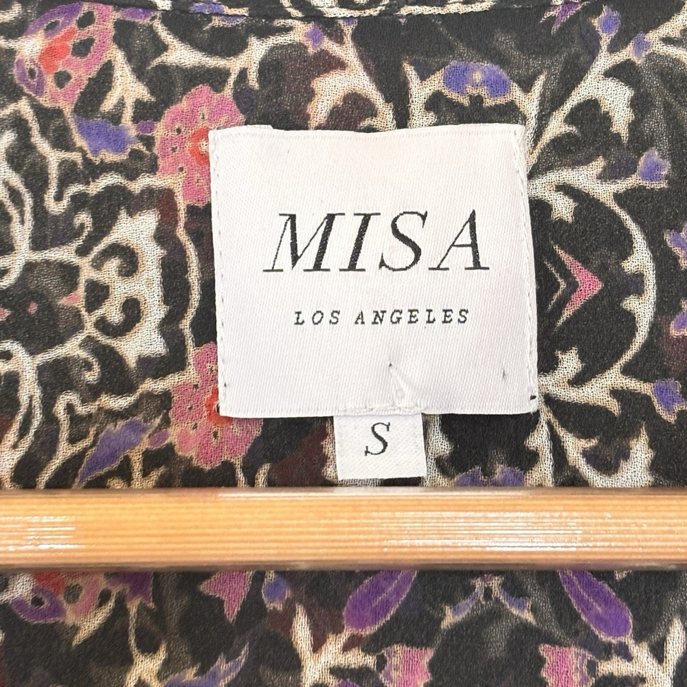 MISA Los Angeles Ruffle Top Womens Size S Floral Sheer Statement Feminine - Picture 2 of 11